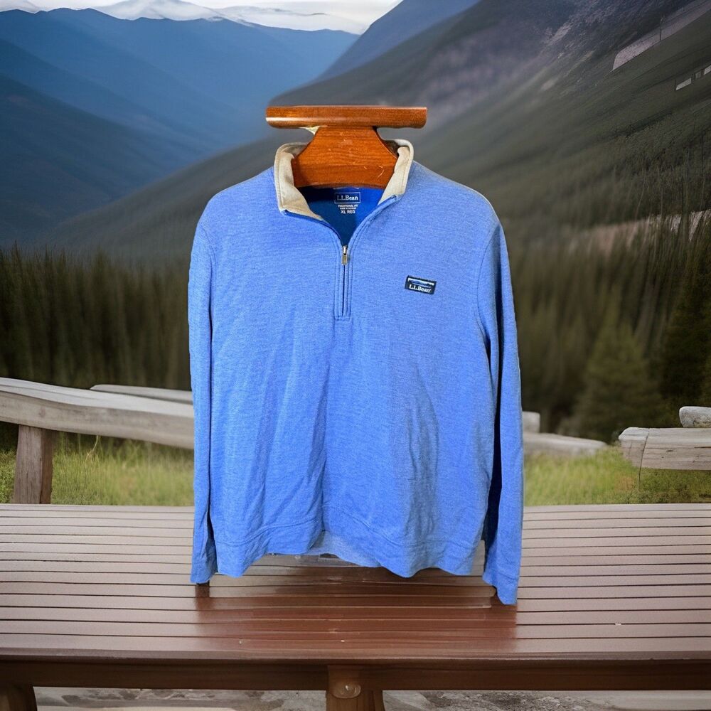 LL Bean Traditional fit shirt pull over zip Men’s Size XL~Blue
